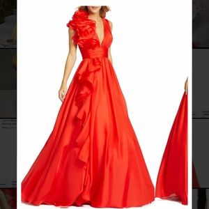 Mac Duggal Ruffle Detail Ruched Chiffon Ballgown